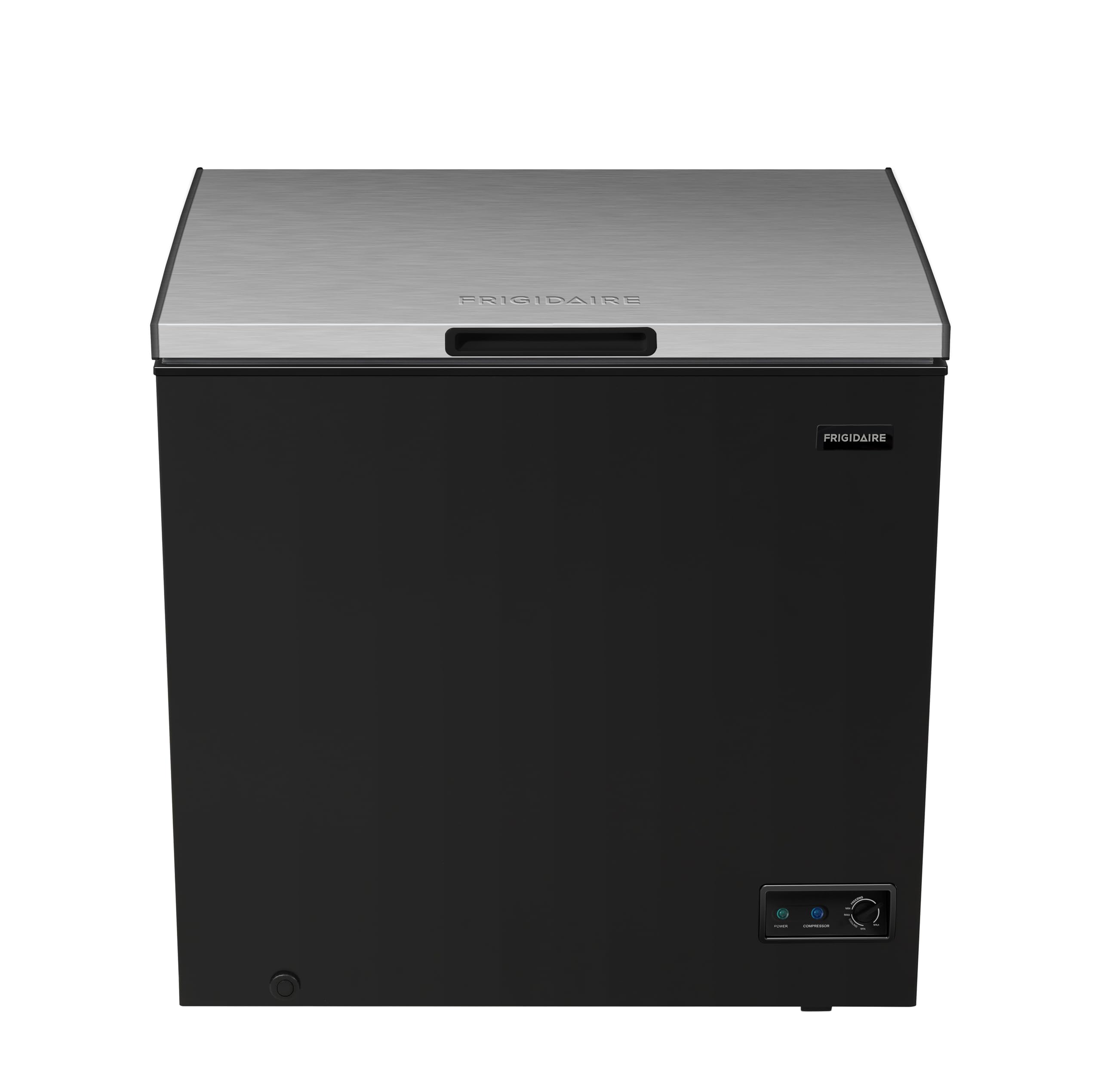 Photo 1 of FRIGIDAIRE Chest Deep Freezer, 7 Cu. Ft, Black Adjustable Thermostat-Removable Vinyl Coated Wire Basket-Easy Defrost Drain, Eye-Catching Stainless Steel Top Door- Garage Ready