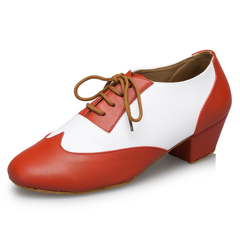 Aaron Mens Round Toe 1.5 Inch Heel Leather Lace Up Salsa Tango Ballroom Latin Jazz Modern Dance Shoe