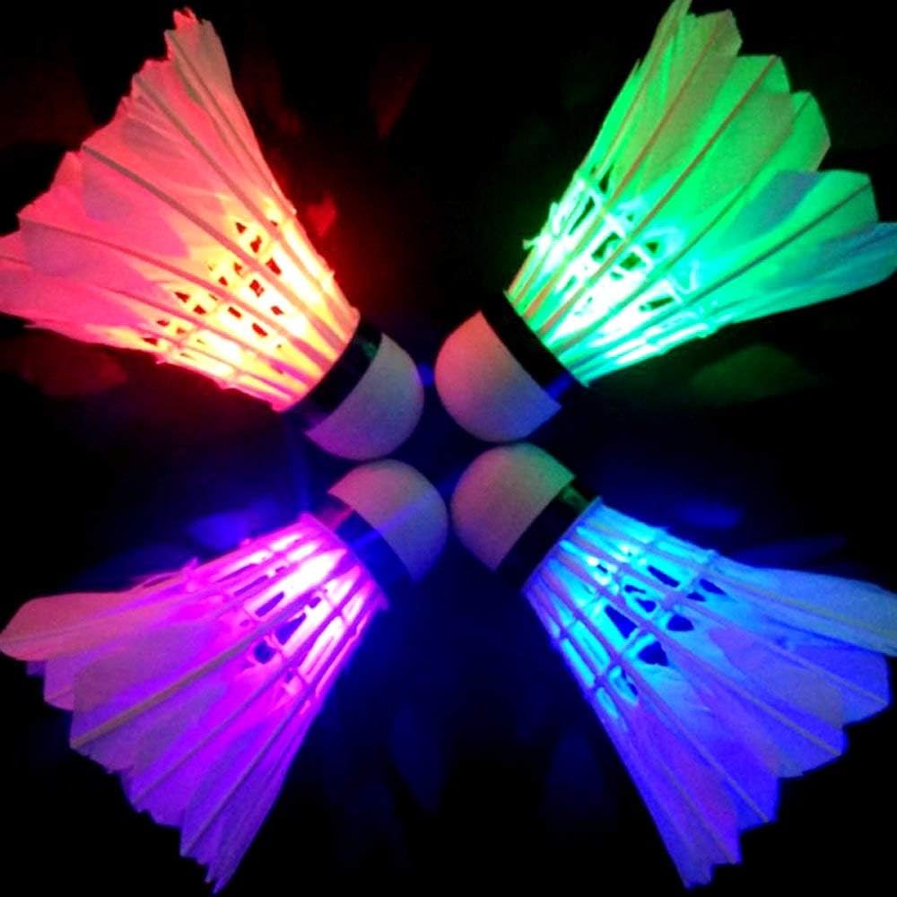BSGP 4 Pack Novelty Place Led Badminton Shuttlecock Set Birdies for Yard Games, Indoor Outdoor Sports Toys