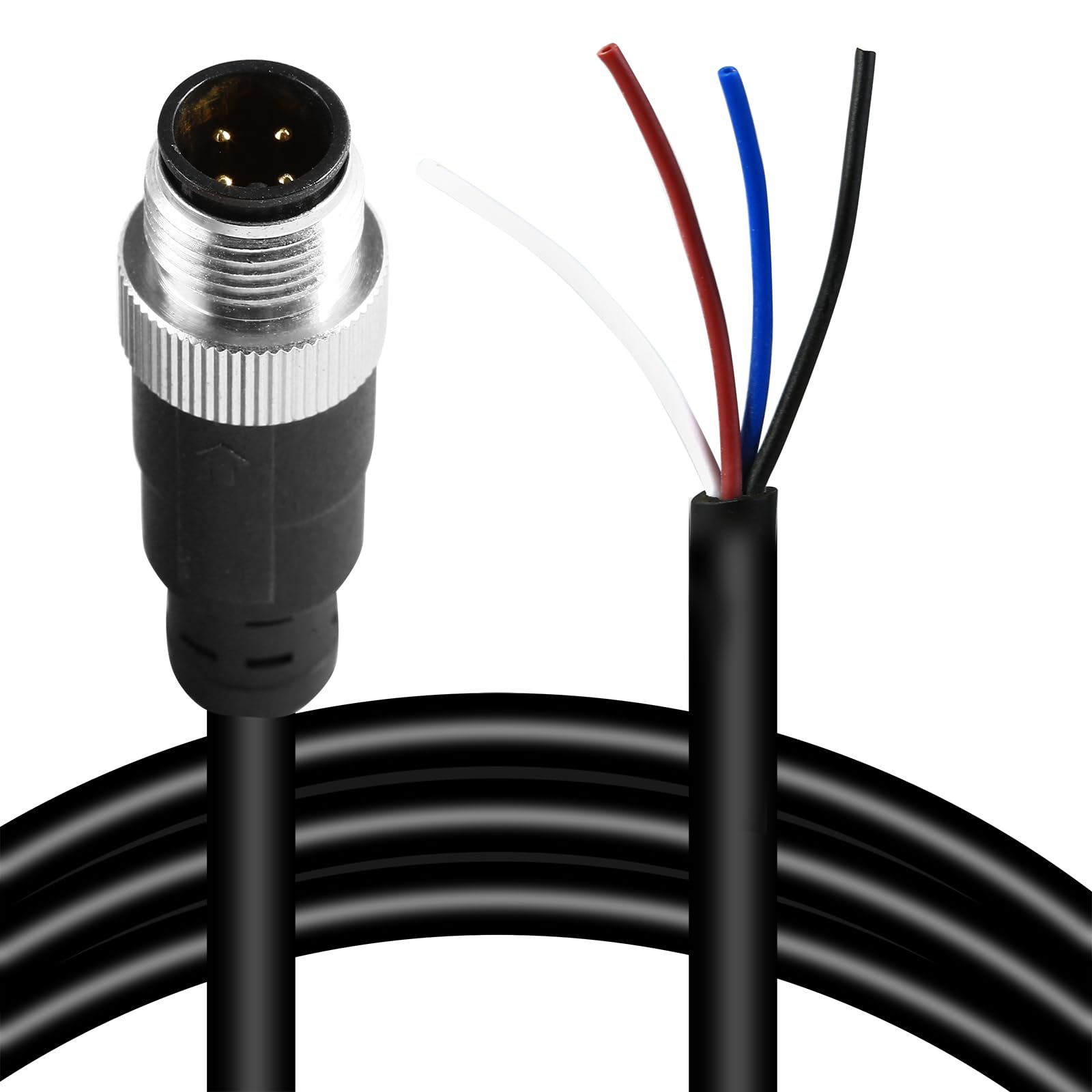 M12 4 Pins Male Connector Cable, Waterproof IP67