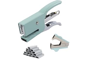 Aacehlh Small Hand-held Stapler Set, 15 Sheet Capacity, includes 750Pcs Staples and A Staple Remover, Mini Desktop Stapler for Office, School, Home or Travel Use. (Mint Green)