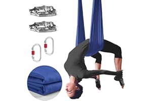 PRIOR FITNESS Low Stretch Aerial Yoga Hammock Kit 4.4 Yards Aerial Silk For Professional Yoga Instructors,Yoga Swing Set,Improve your Flexibility & Core Strength,Yoga Starter Kit