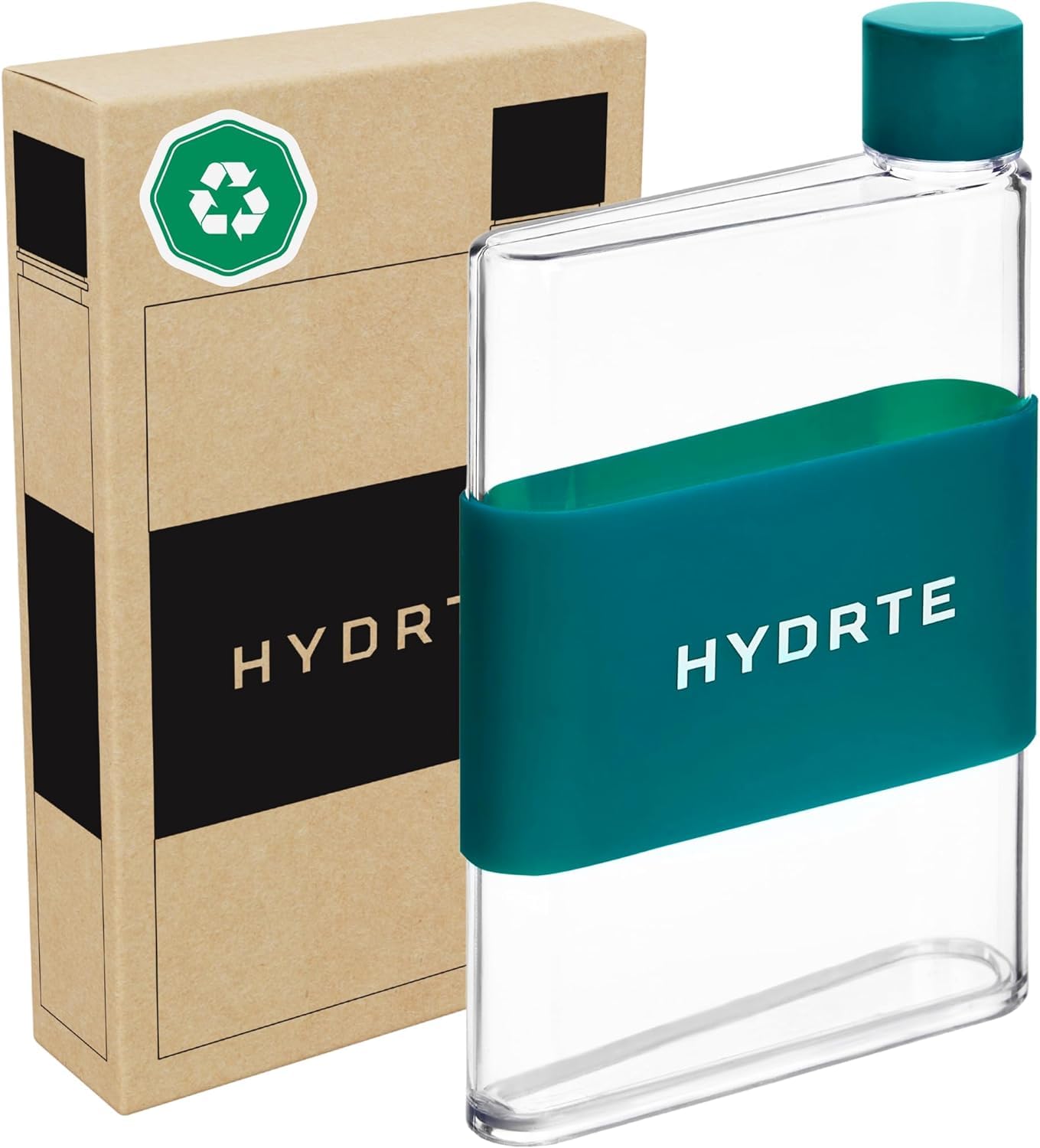 Hydrte Clear Water Bottle – 480ml Professional Cute Water Bottle for Travel, Slim, Lightweight & BPA-Free for Travel & Everyday Hydration (Aqua Teal)