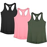 icyzone Women's Racerback Workout Athletic Running Tank Tops (Pack of 3)