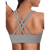 Sports Bras for Women High Support Large Bust, High Impact Yoga Wireless Padded Bras, Low Back Athletic Sleep Workout Strappy Racerback Sports Bra Grey M
