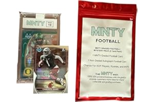 MNTY Football Card Mystery Pack, 1 Graded Card, 1 Non-Graded Autograph Card, Look for Hall of Fame Players, Rookies, MVPs, and Stars.