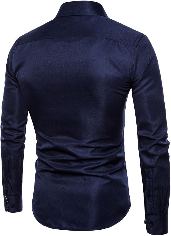 Hot Zlolia Men's Oxford Formal Casual Suits Long Sleeve Slim Fit Tee Dress Shirts Blouse Top: Clothing