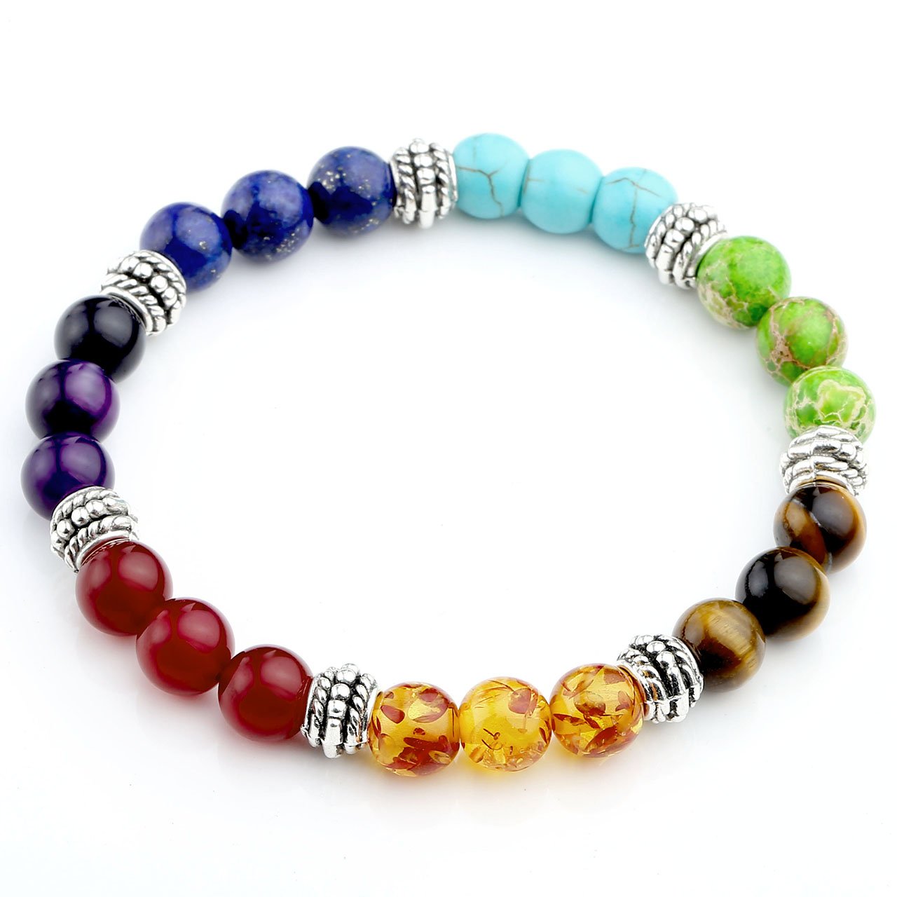 JSDDE Schmuck, Unisex Energietherapie Yoga-Armband 7 Chakra Healing Balance Armreif Wurzelchakra Elastisches Armband