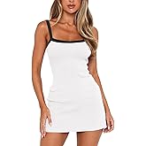 MISSJOY Women's 2026 Summer Ribbed Bodycon Casual Square Neck Sleeveless Tank Top Club Party Mini Dresses