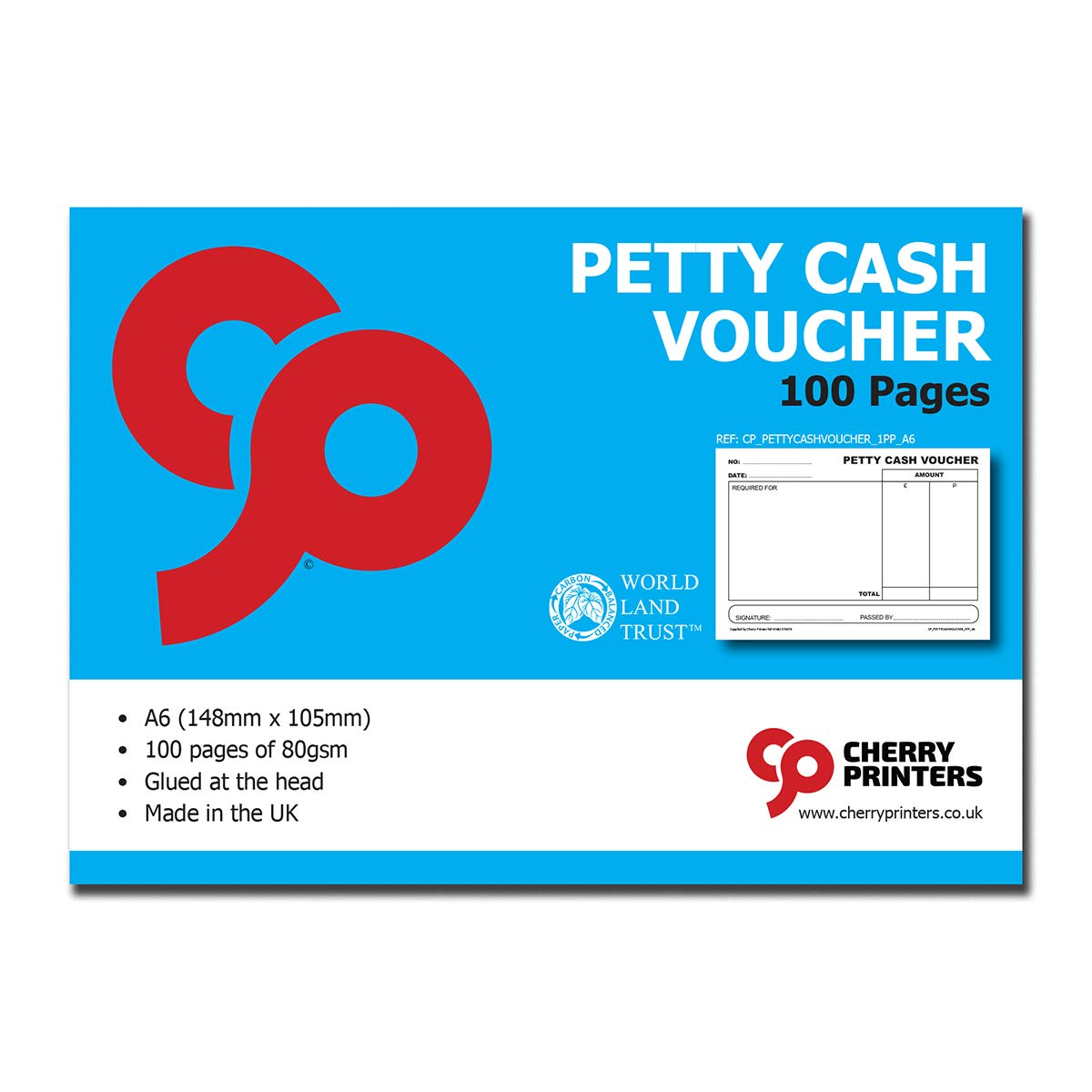 Cherry Petty Cash Voucher Pad A6 148mm x 105mm 100pages 80gsm