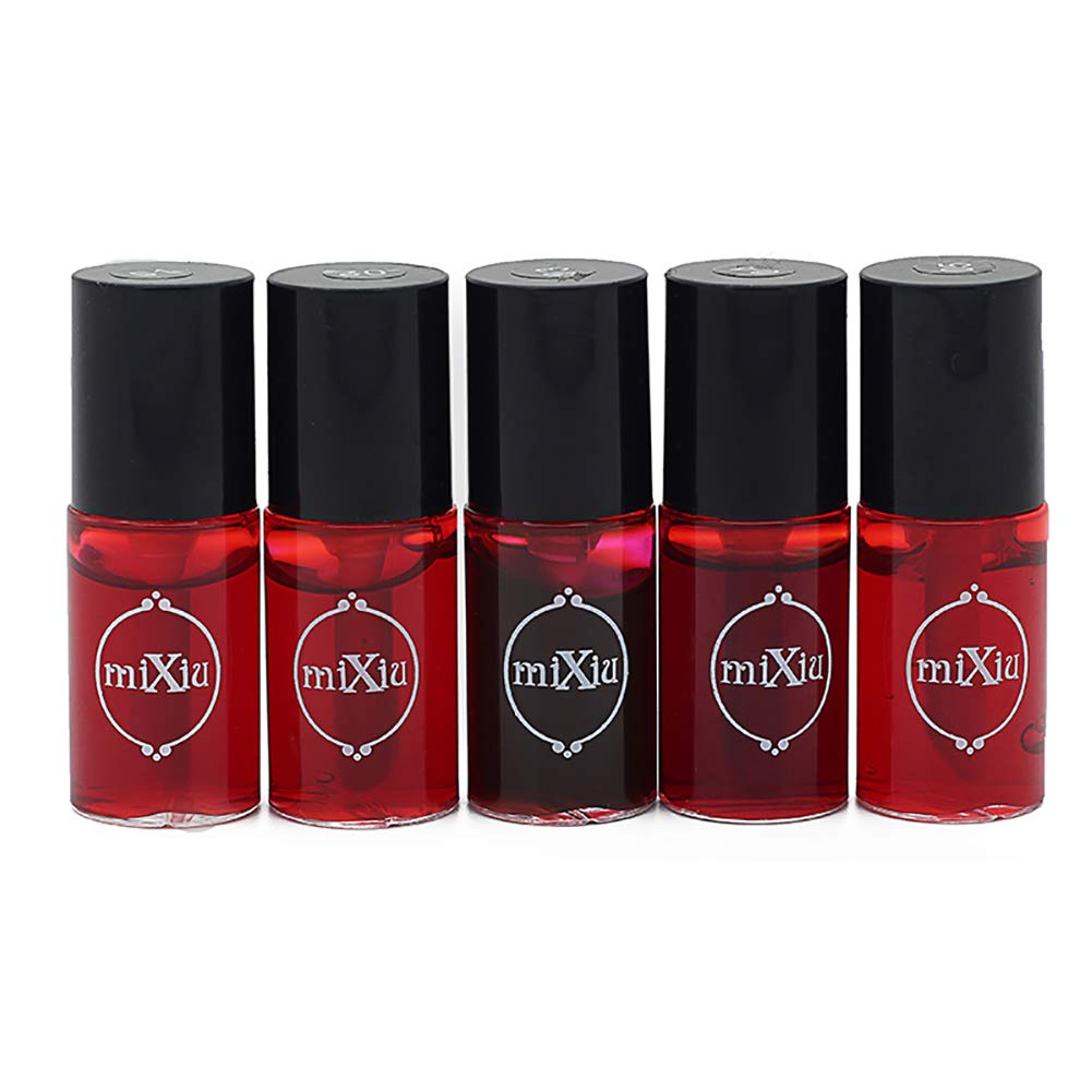 Shouhengda Waterproof Lipstick Dyeing Liquid Lip Gloss Blusher Water Tint Makeup A5 (Style A, 5 Colors Set)