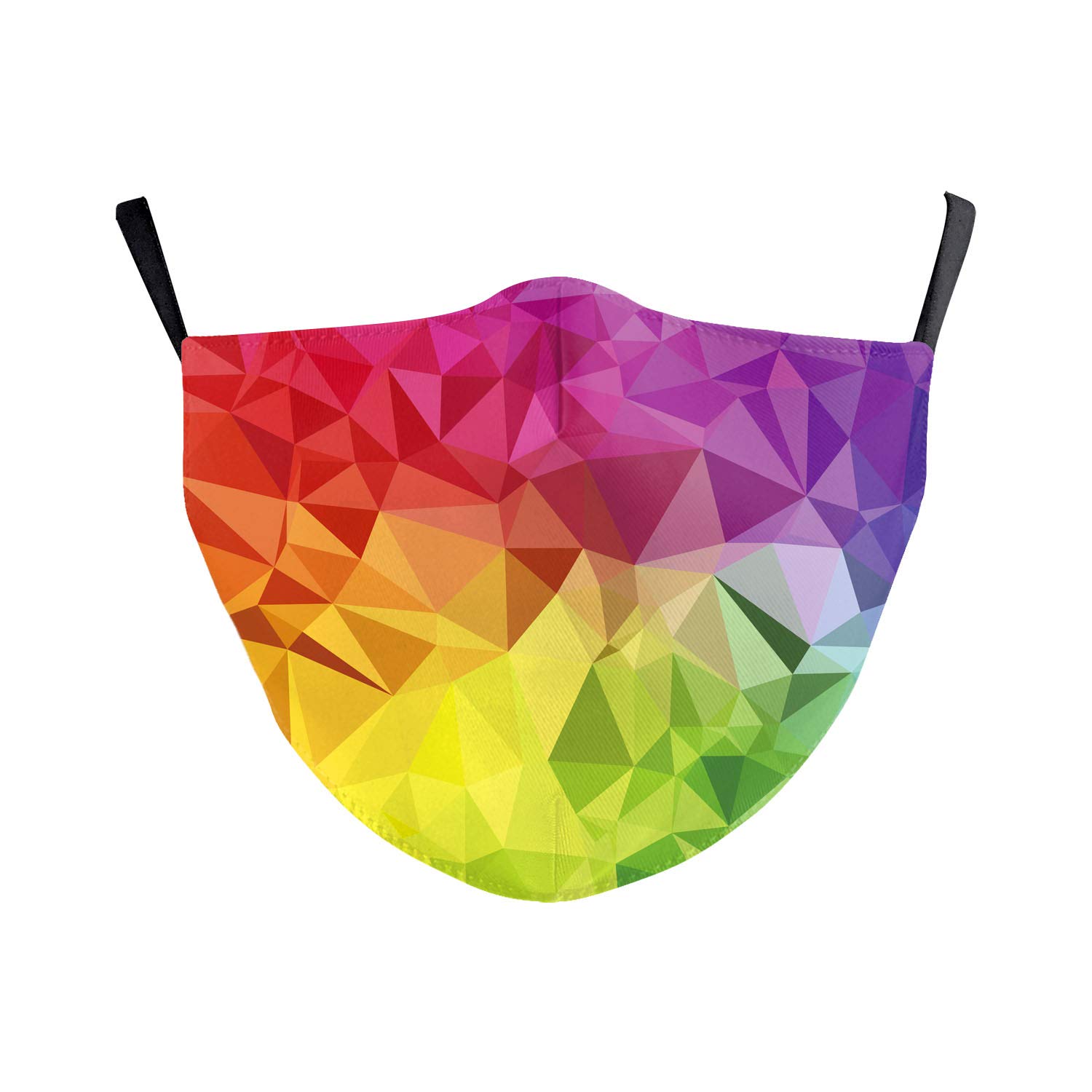 eBoutik - Fashion Filter Face Masks Funny Designs - Face Coverings Great for Social Distancing (Rainbow Crazy Geometric)