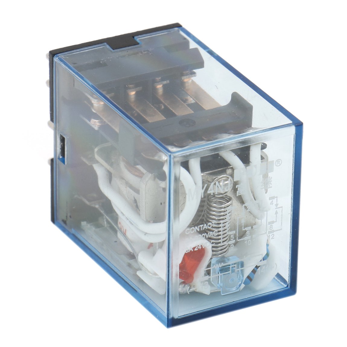 Heschen Gereral Purpose Power Relay MY4NJ 12 VAC Coil 3A 220VAC/24VDC 4PDT LED Indicator 14 Pin terminals