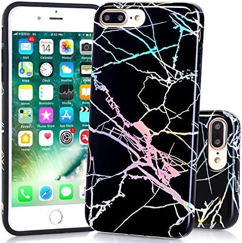 iPhone 7 Plus Case, Wastou [Marble Pattern Series] Slim Fit Anti-Shock Frosted TPU Protective Cover Case for Apple iPhone 7 Plus (2016)/iPhone 8 Plus (Stylish Black)