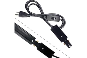 BRAVSEKAI Black Track Lighting Live End Cord Kit with Dimmer Switch, 4.92FT H Track Live End Feed Connector, Suitable for H Type Single Circuit 3-Wire-1 Track Lighting Systems