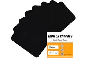 MOONSJONES Iron on Patches for Clothes Fabric Repair, 8 PCS Premium Strongest Glue Cotton Gear Reparing Patch for Holes Inside & Outside Pants, Jeans, Jacket, Canvas- Black (7.5 cm x 10.5 cm)