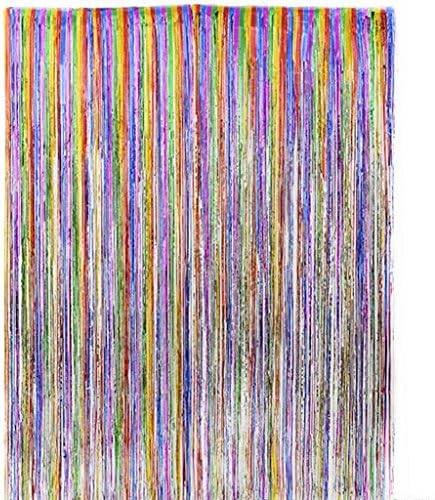 RAINBOW Metallic Tinsel Foil Fringe Curtains for Party Photo Backdrop Wedding Decor