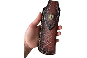 YZIKEMA Folding Knife Sheath，2.3/6.3" Leather Pocket Knife Sheaths for Belt, Loop Portable Folding Knife Sheath for Camping Hunting Jungle Exploration