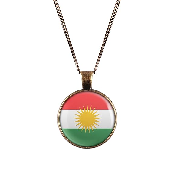 WeAreAwesome Kurdistan Flagge Halskette - Länderkette mit Fahne Anhänger Unisex Kette Kurden