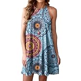 Feiersi Summer Dresses for Women Beach Floral Tshirt Sundress Sleeveless Casual Loose Tank Dress
