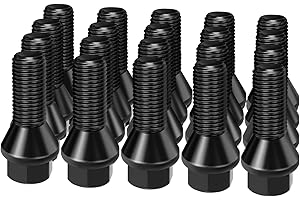 Dynofit 14x1.5 Lug Bolts Compatible with Audi,27mm Shank 52mm Tall Conical Seat Aftermarket Wheel Bolts for A1 A2 A3 A4 A8 S1 S2 S3 S4 S7 S8, Fit CC Golf Jetta Lavida Se Boxster Cayman Macan Panamera