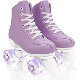 jessie Roller Skates for Women Girl Adult, PU Leather Light-up Wheels Roller Skate for Beginners Professionals Indoor Outdoor