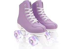 jessie Roller Skates Women, Adult Breathable PU Leather Flash Wheels Roller Skates for Beginners Professionals Indoor Outdoor