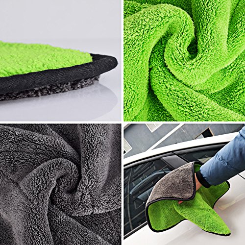 Carperipher Car Cleaning Kit, 4 Pack Car Washing Tools - with Soft Chenille Car Washing Sponges & Mitts, Wash Cloth Towel Auto Care Tools, Tire Cleaner Brush & Wheel Cleaner Brush Auto Detailing Tool