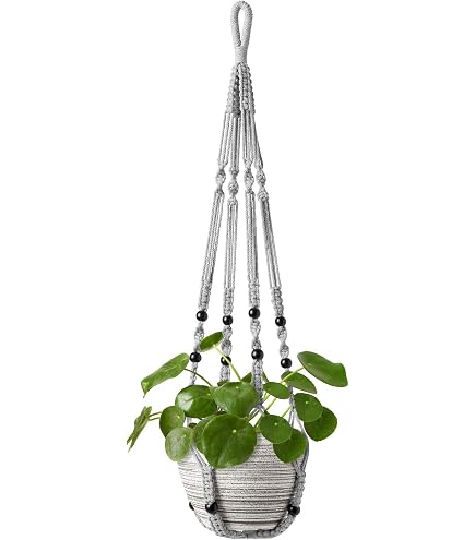 Cotton Rope Macrame Plant Holder Dyed Hanging Planter Basket 4 Legs 40 Inch,Blue - View #2