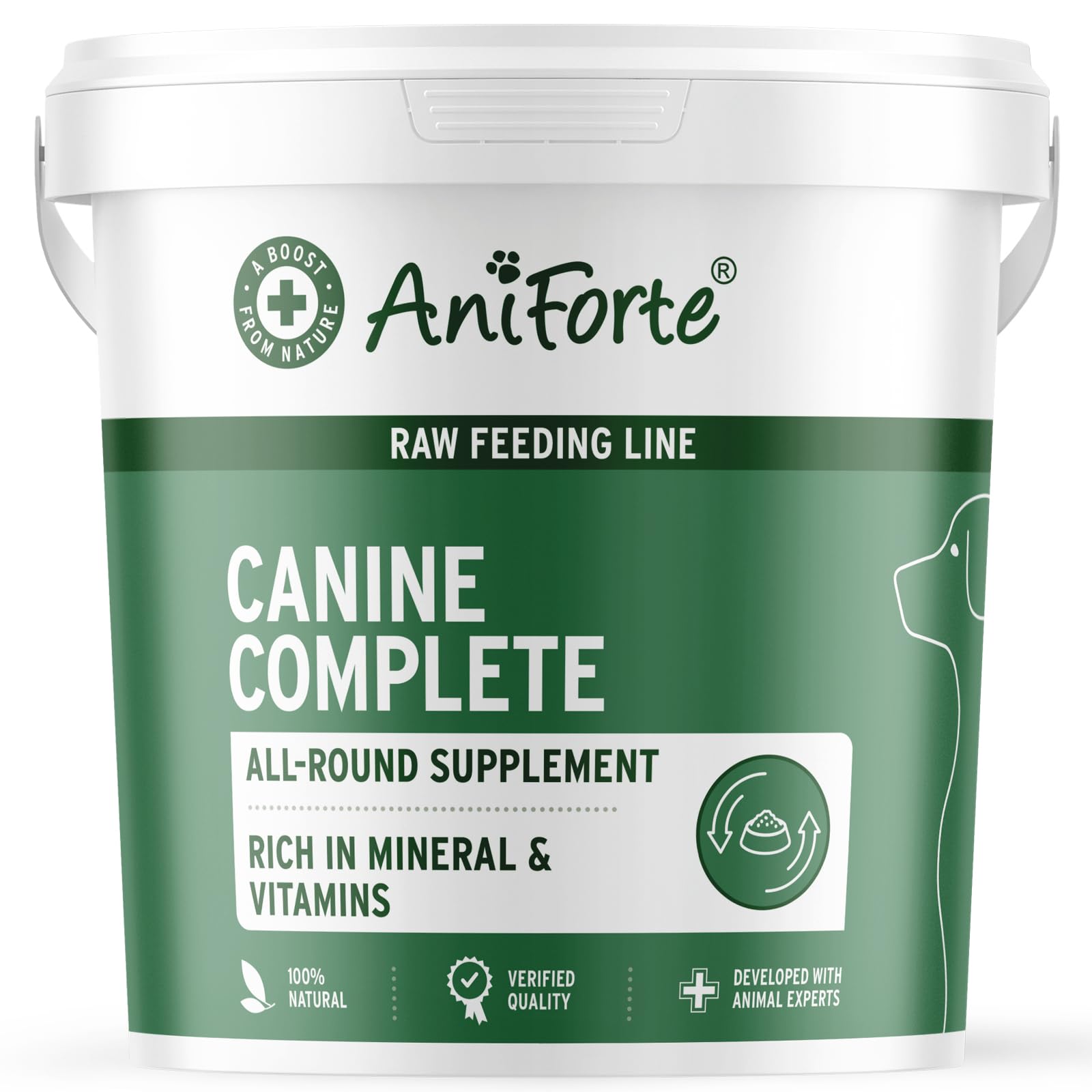 AniForte Canine Complete 1 kg for dogs – 100% natural food supplement with minerals, calcium, vitamins & herbs, ideal as all-round raw feeding suplement - formerly BARF Complete