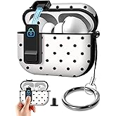 Joyleop for Airpods Pro 3 Case - with Safety Lock Cute Women Girl Girly Asethetic Pretty Design Hard Shock Protective Cover with Keychain for Airpods Pro 3rd Gerneration 2025,Polka Dots