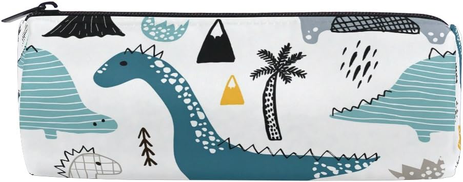 ISAOA Round Pencil Case Dino Scandinavian Style Portable Pen Bag Storage Pouch Purse Pen Holder Suitable for Children Student or Officer Travel Makeup Bag