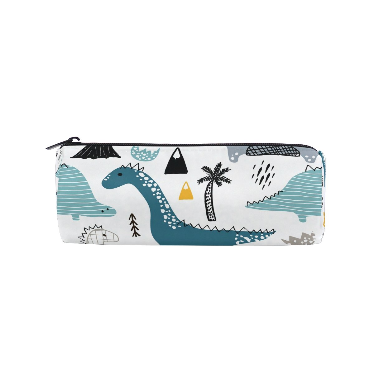 ISAOA Round Pencil Case Dino Scandinavian Style Portable Pen Bag Storage Pouch Purse Pen Holder Suitable for Children Student or Officer Travel Makeup Bag