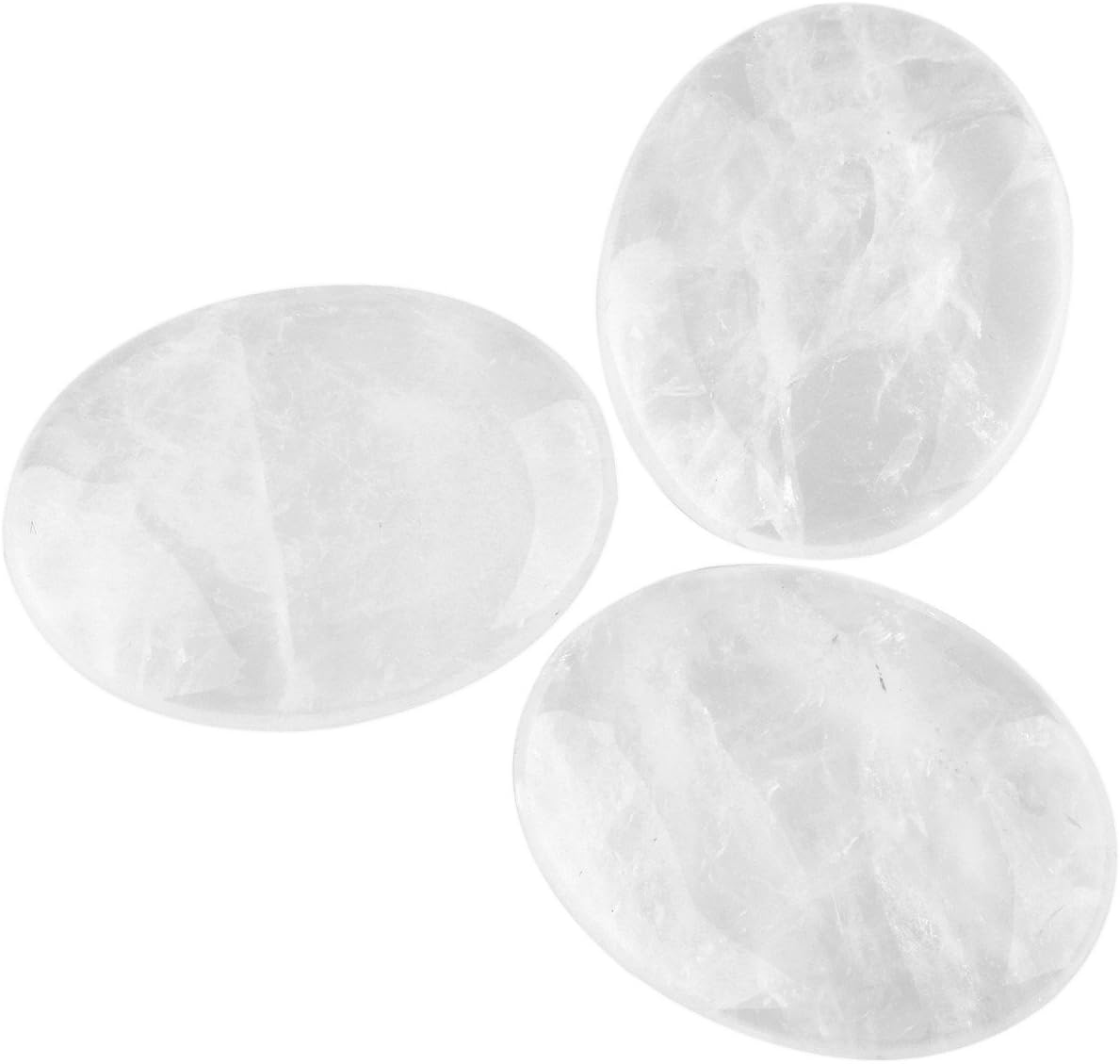 Shanxing Pack of 2 Natural Clear Quartz Thumb Worry Stones for Anxiety Stress Relief Oval Pocket Palm Tumbled Stones Reiki Healing Thumb Crystal Gift for Mum Women Chakra Meditation with Gift Box - Image 4
