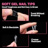 Diboniur Medium Square Nail Tips 550Pcs Full Cover 11 Sizes Soft Gel view 5