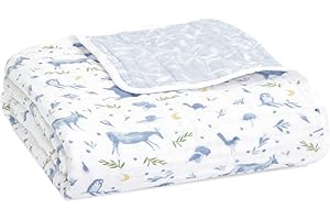 aden + anais 100% Organic Cotton Muslin Baby Blanket Crib Bedding for Newborn Baby and Toddler, Nursery Blanket for Boys and Girls, Baby Registry and Shower Gift - Outdoors, Sleepy Forest