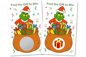 RokAPary Grinch Party Game Scratch Off, Merry Christmas, Find The Gift Box to Win, Easy to Play Silly Games, Fun Idea, Ice Breaker Activity. Raffle Cards, Set of 40 Cards Made in USA