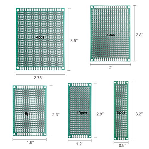Kissbuty 40Pcs Double Sided PCB Board Prototype Kit for DIY Soldering and Electronic DIY Projects with 5 Sizes