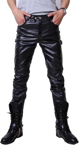 mens faux leather pants amazon