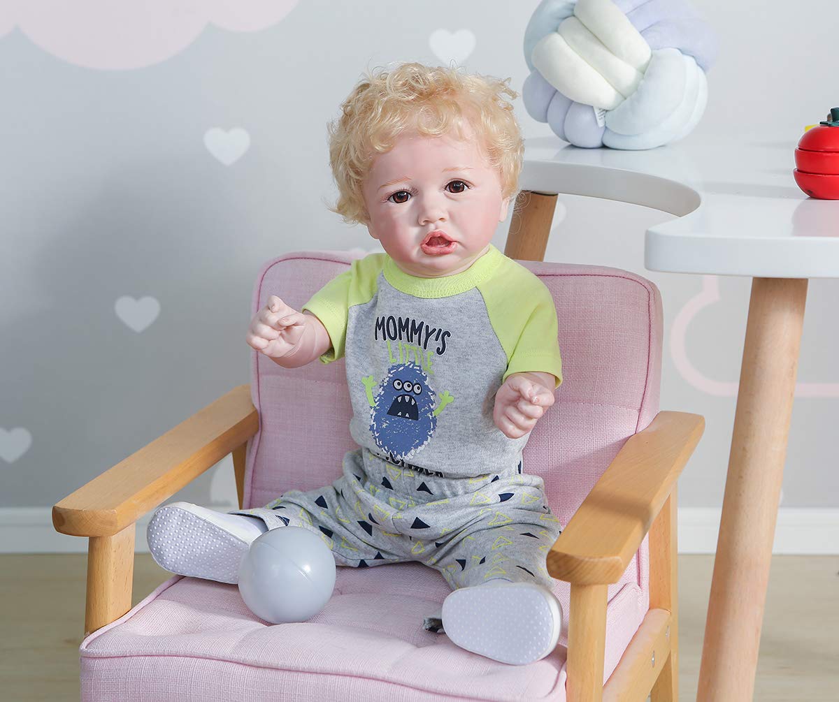 iCradle Reborn Baby Doll, 55 cm Full Body Silicone Soft Reborn Baby Doll, Sweet and Life-Like Toddler (Boy)