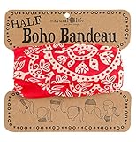Natural Life Womens Half Boho Bandeau Mandala Pattern, Red/Cream, One Size