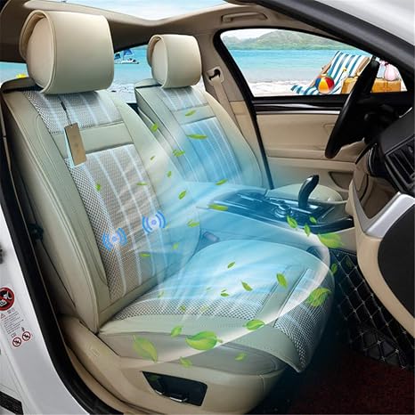 Amazon Co Jp カーシート冷却マッサージ器 夏用冷却シートクーラーマッサージクッションカバー 温度コントローラーで運転するための振動 マッサージはほとんどの車に適合 ベージュ ホーム キッチン