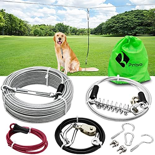 Dog Tie Out Trolley System Dog Run Cable 92ft Aerial Run Cable with