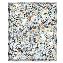 Jekeno Money Blanket 100 Dollar Bills Pattern Gifts