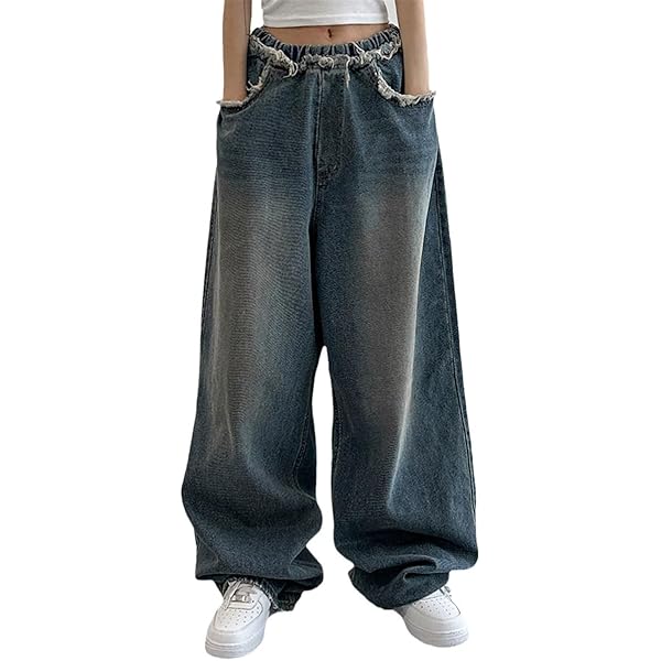 High Waisted Grunge Jeans for Women Alternative Vintage Woollen