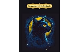 Nevermore Sketchbook Black Kitty: Noir Feline Illustration | Full Moon | 8.5 x 11 Inches | 110 Pages | White Paper | Matte Finish Cover