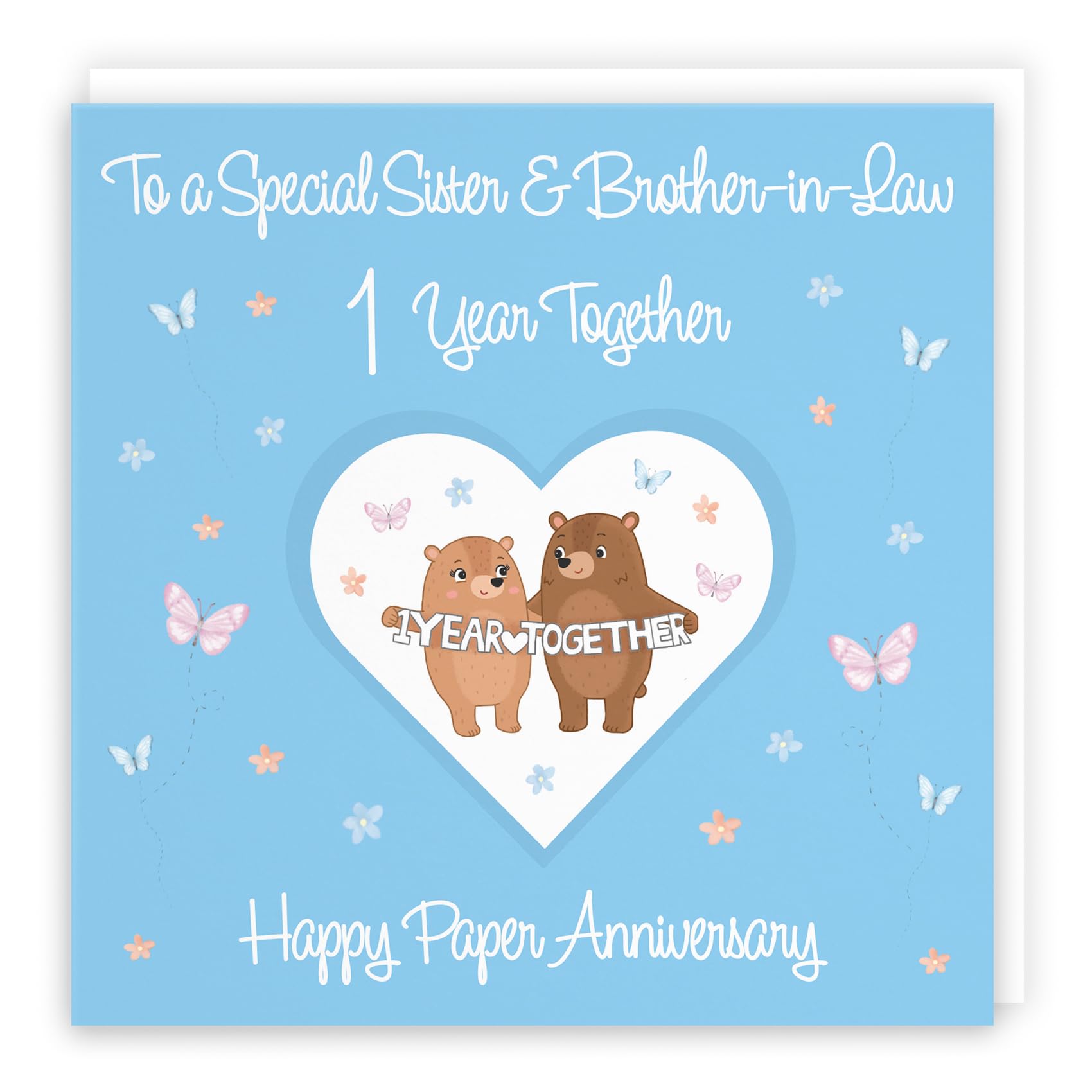 Hunts England - Sister & Brother-in-Law 1st Anniversary Card - 1 Year - Paper Anniversary - Romantic Meadows - Fun Card - First Anniversary Card For Sister And Brother-in-Law — image 1