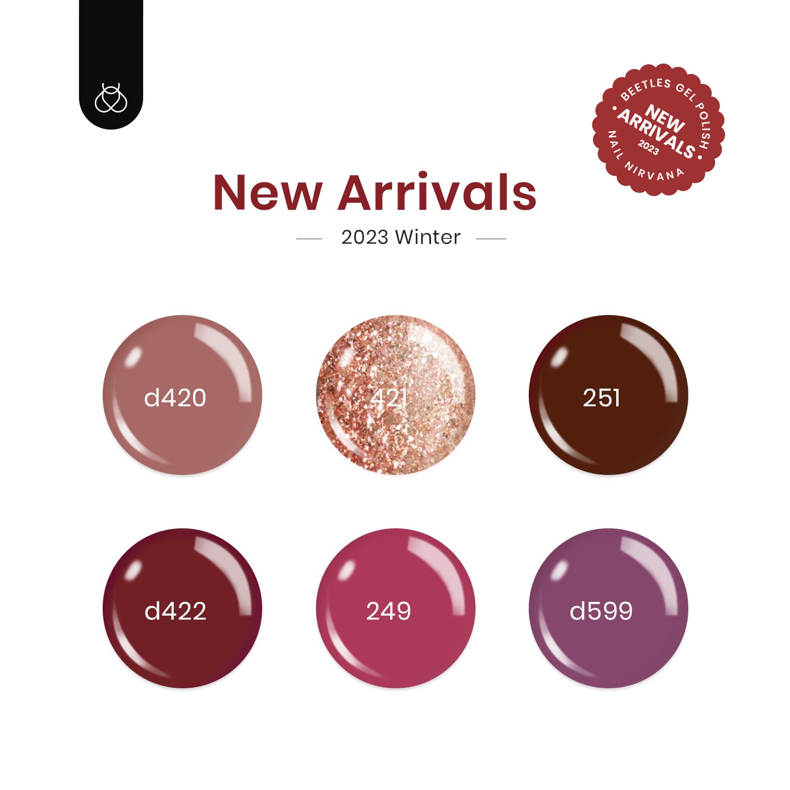 Beetles Pink Gel Nail Polish Set, 6 Pcs Burgundy Red Glitter Nail Polish Pink Brown Silent Flower Set Soak Off UV LED Nail Lamp Art Manicure Salon DIY Home Gifts for Women - Image 2