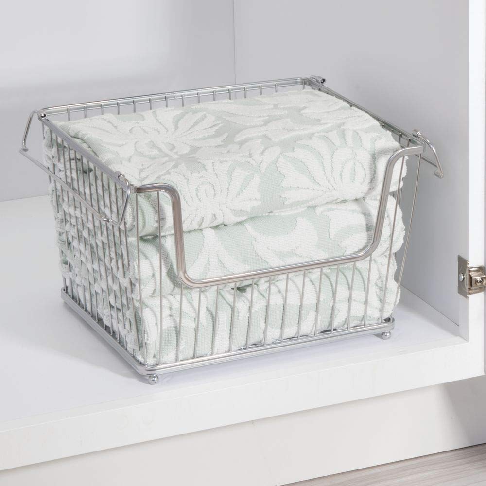 MDesign Modern Stackable Metal Storage Organizer Bin Basket With