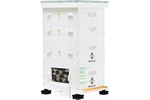 BeeTech Newest Windows 10 Frame Beehive Hand Painted Includes Unassembled Bee Hive Box with Beehive Frames and Foundations (2 Deep & 2 Medium)